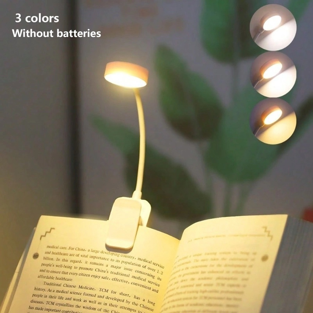 White Led Clip-on Book Light, 3 Color Temperatures, Adjustable Brightness, Mini Lightweight Bedside Reading Light- Batteries Not Included, Clip-on Led Light, Suitable For Book Light