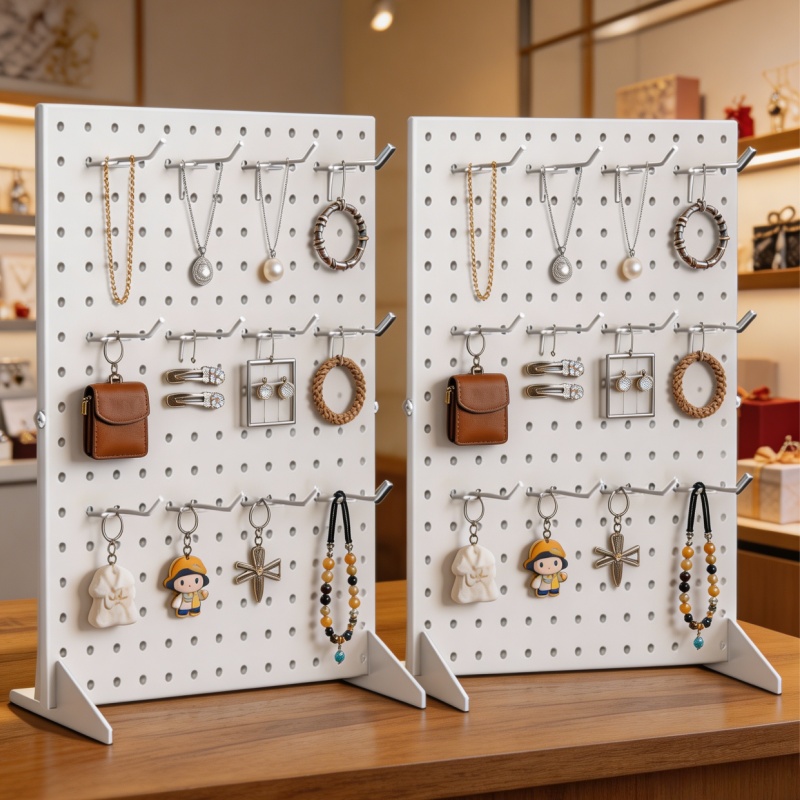 TEMU 2pcs Pegboard Display Stand With Hooks For Craft Shows, Metal Jewelry And Key Ring Retail Display Racks For Selling Accessories, Retail Stores,