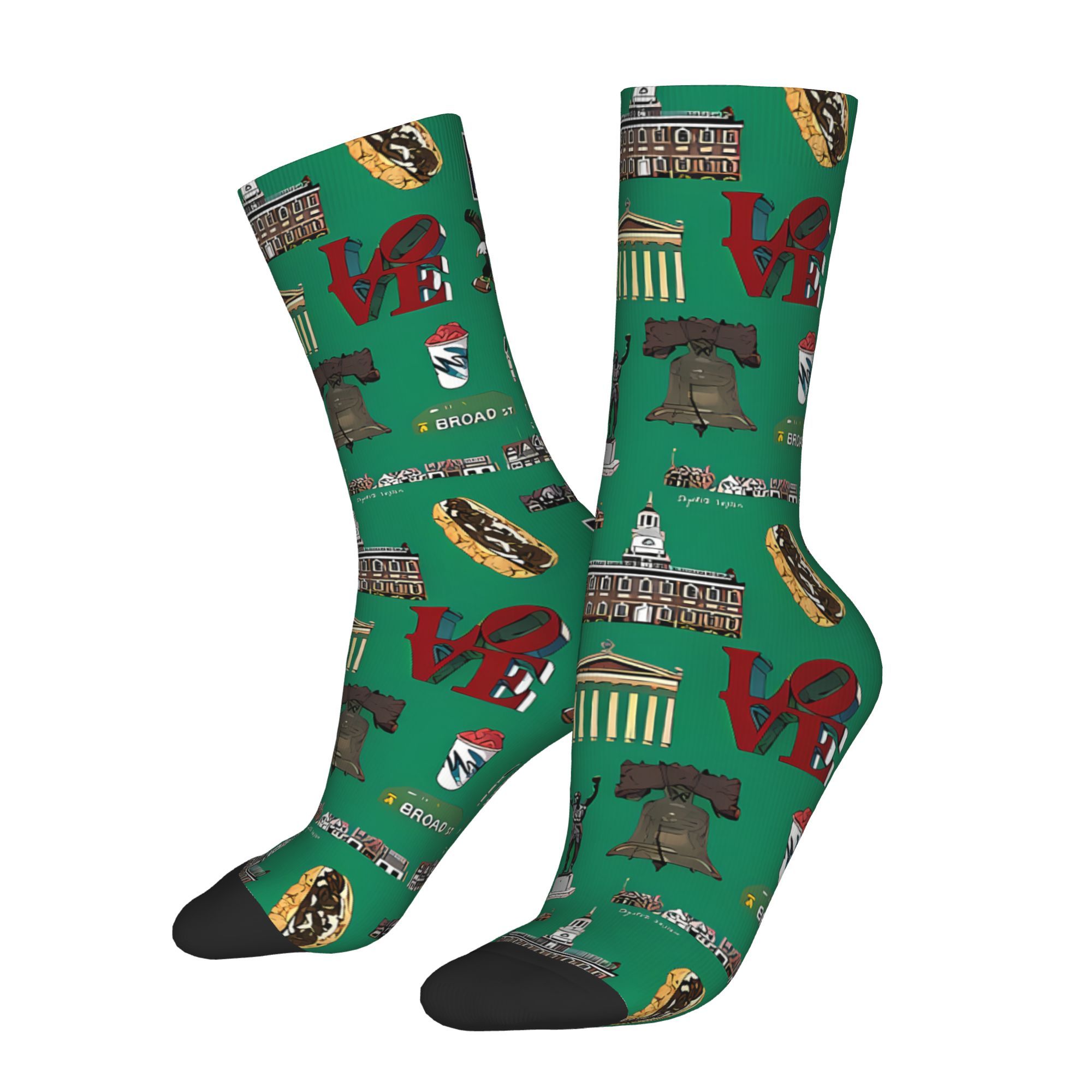 

Men's -inspired Kelly Green Novelty Crew Socks - Breathable Polyester , Stretchy Elastane, Hand Washable