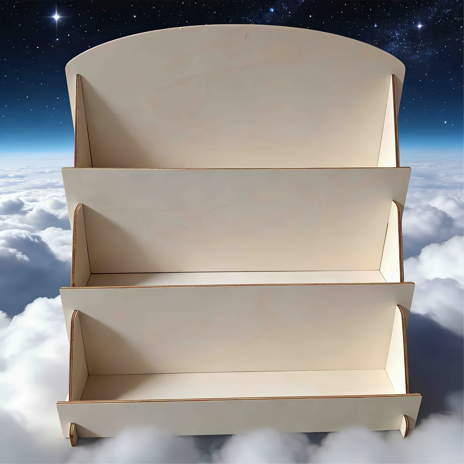 TEMU 1pc 3-tier Wooden Desktop Display And Storage Rack, Suitable For Files, Notebooks, Jewelry, Bracelets, And Snacks, Universal For Study, Bedroom,