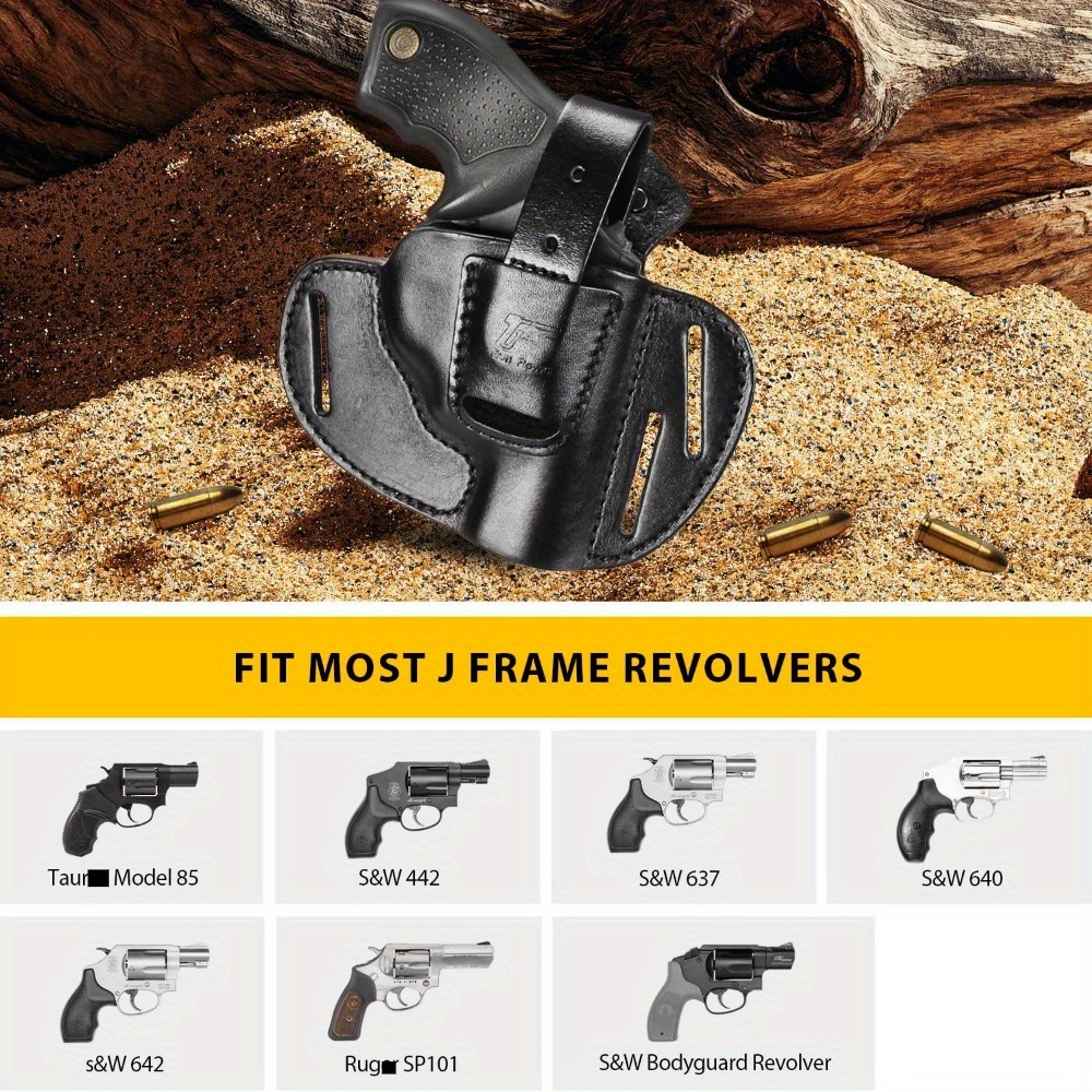 Handmade Leather OWB Holster | for S&amp;W J Frame, 38 Special Revolvers Rug LCR, S&amp;W 442/ 642, Taurus, Charter, and Other 38 Special Snub Nose Revolvers up to 2.25"