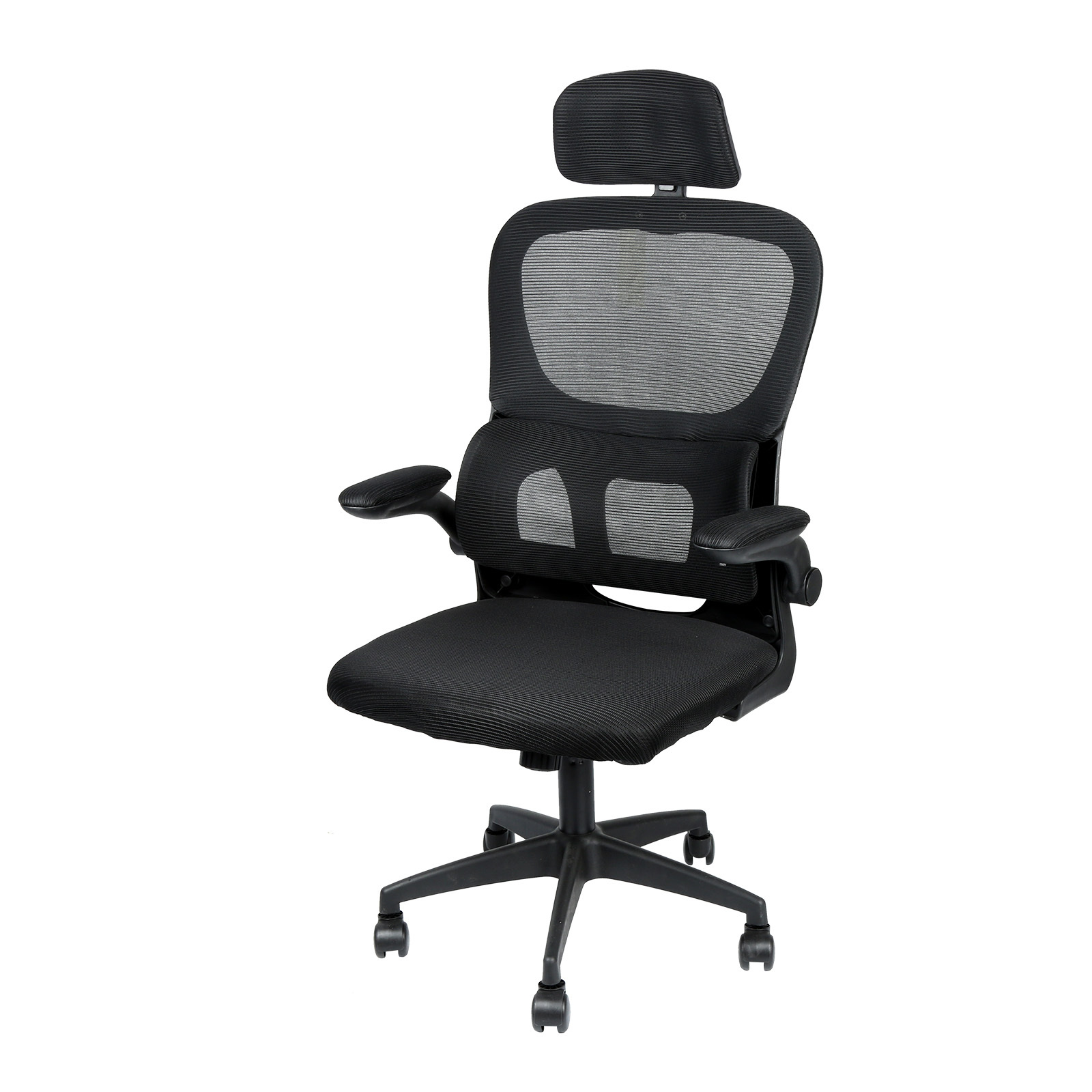 Black Ergonomic Office Chair - Height Adjustable From 95 To 100 Cm, With Reclining Lumbar Support