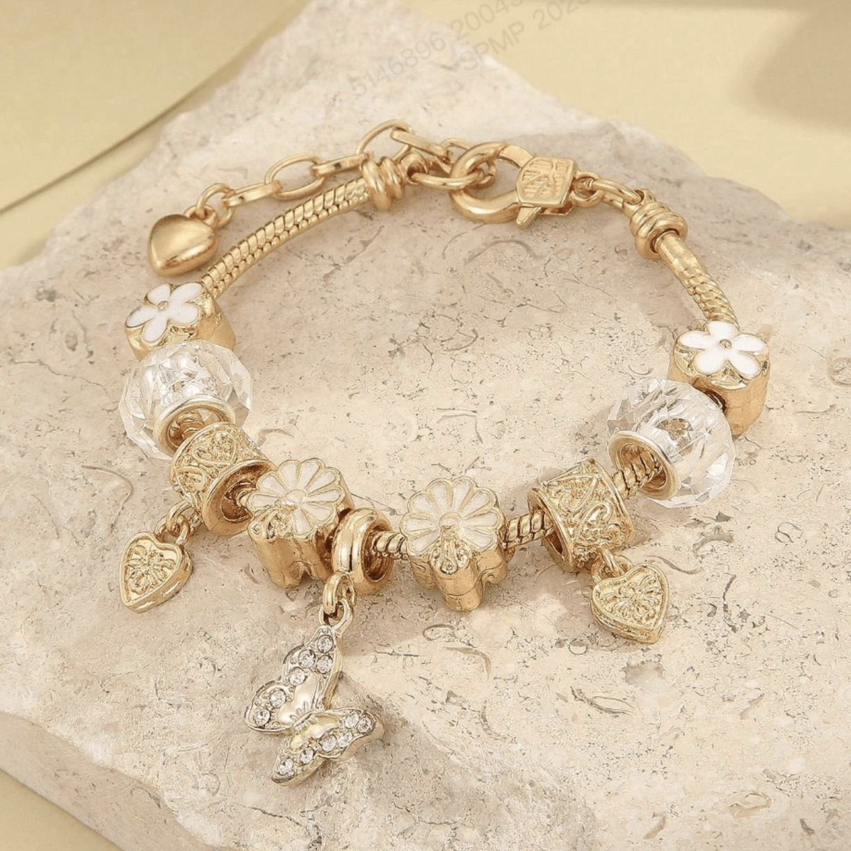 TEMU 1pc Minimalist & Floral Beaded Bracelet, , Copper, Suitable For Daily Wear & Dates