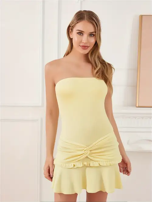 mustard yellow tube dress RESTOCK: Kelley Tube Dress in Mustard