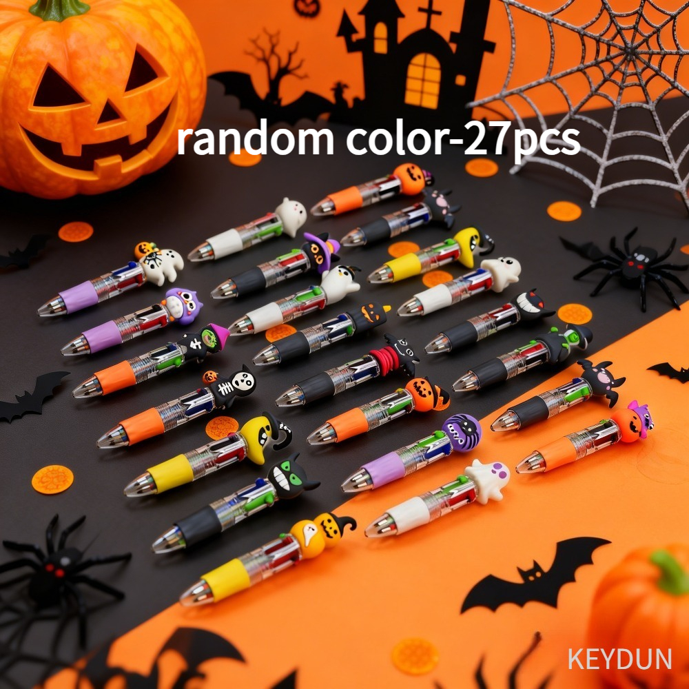 Image of Random 27pcs Set Of Mini 4-in-1 Ballpoint Pens. Ideal For Trick-or-treat Events, Pranks, And Holiday Gifting. Essential Halloween Additions And Festive Stationery