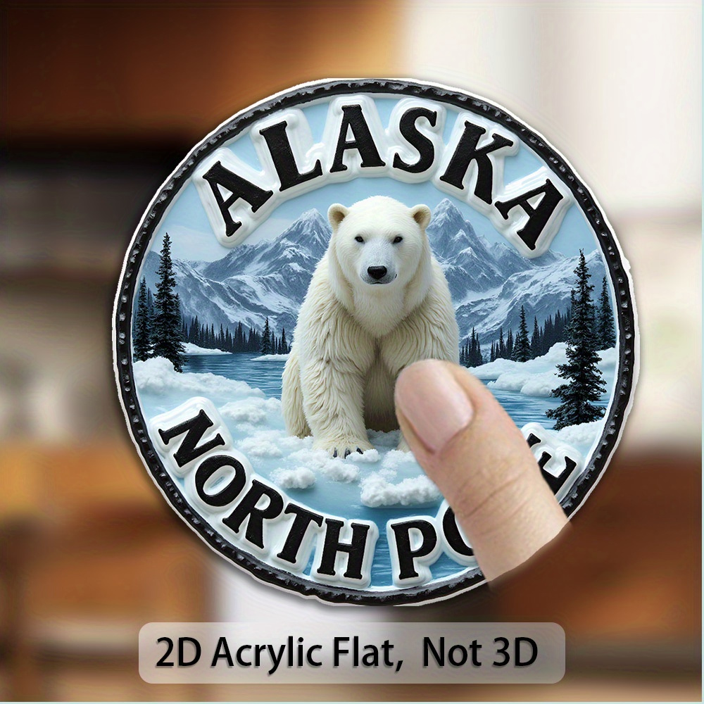 TEMU 1 Alaska Arctic Magnetic Refrigerator Sticker- 2d Flat Print Acrylic Refrigerator Decoration, And Snow Scene Design, Durable And Easy To Clean,