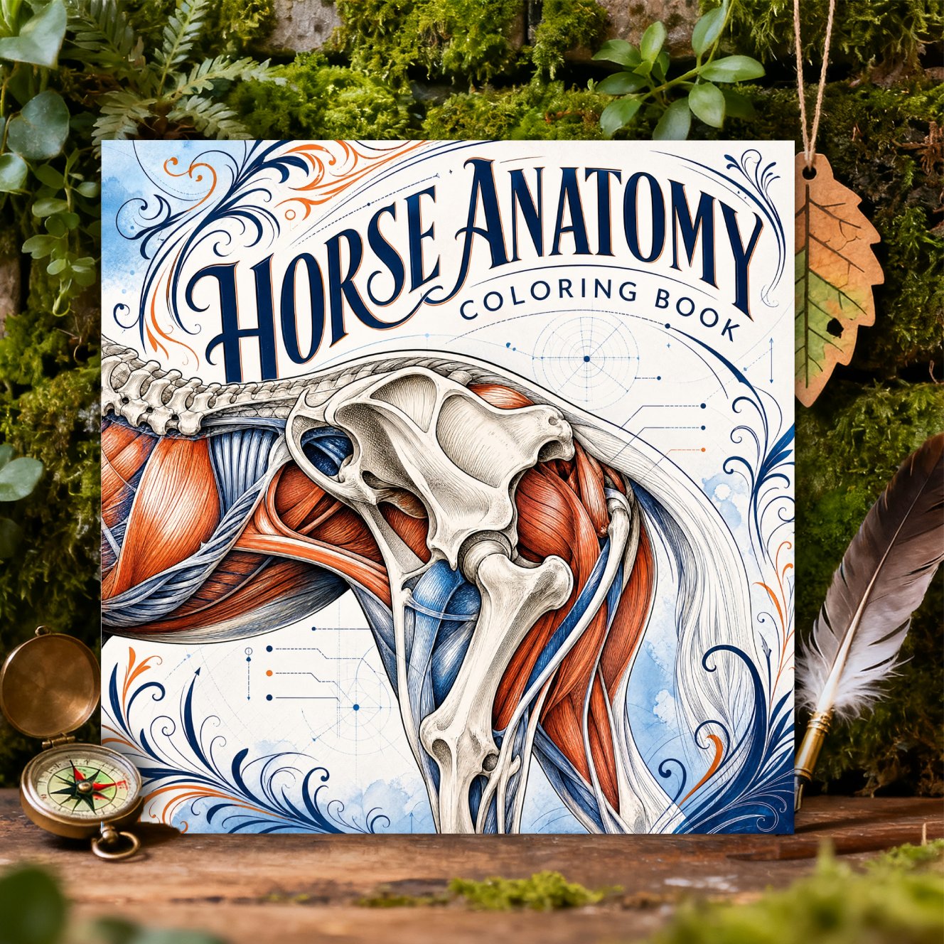 TEMU 20.5 X 20.5cm Perfect Single-sided Printed Large Characters, Easy To Decompress, Horse , Adult Coloring Book, Suitable For Women