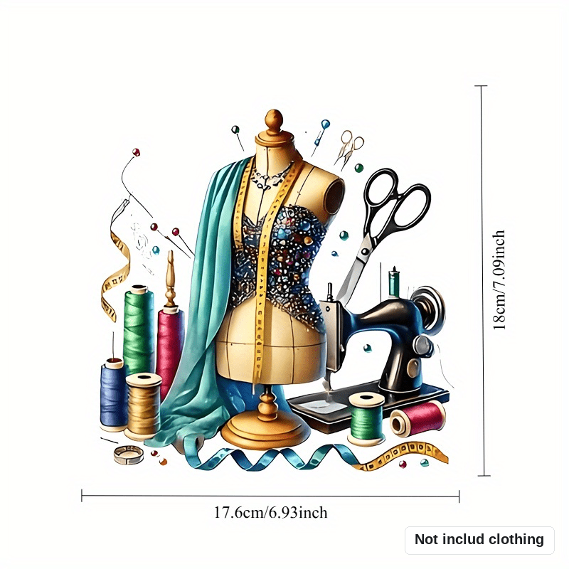 TEMU Calcomanías de Vinilo con Temática de Costura para Planchar - Pegatinas Transferibles Lavables Multicolor DIY para Camisetas, Jeans, Chaquetas,