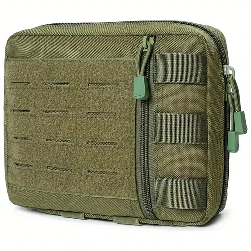 1pc khaki molle admin pouch multi purpose laser cut nylon edc organizer with zipper closure modular tool bag for outdoor gear outdoor tool storage pouch style durable nylon pouch bag accessories