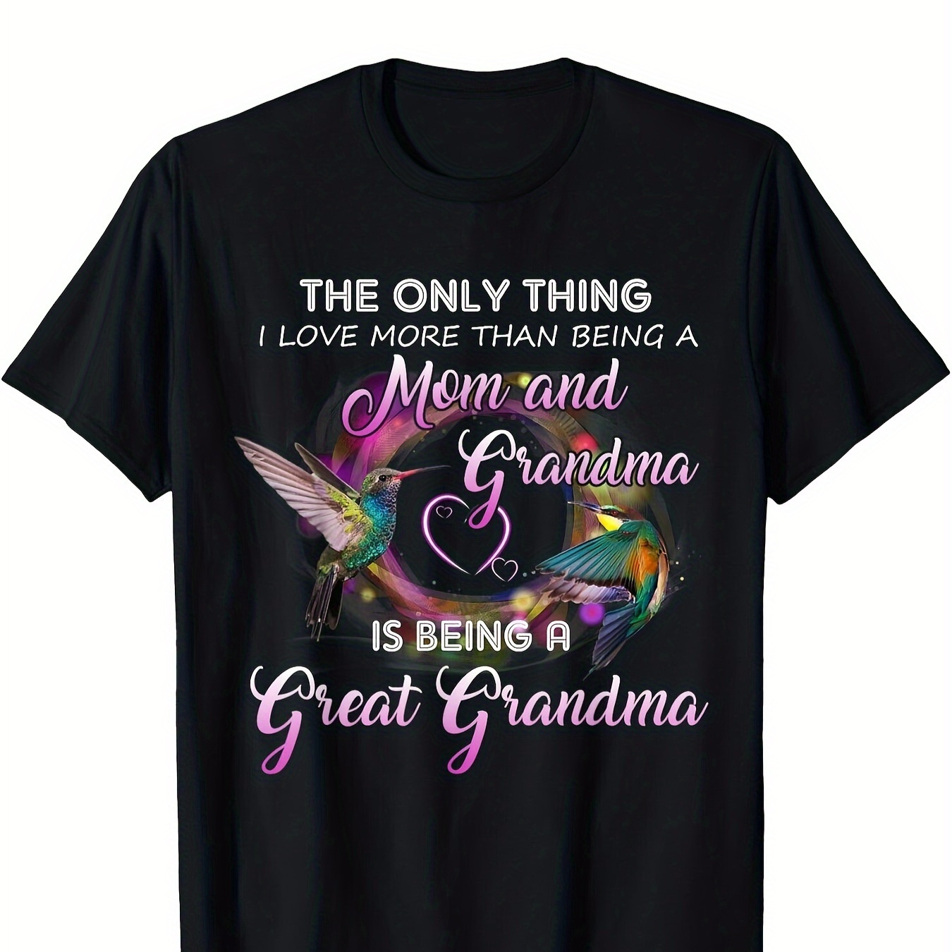 

1pc Women's Cotton T-shirt With "great Grandma" Print - Casual Crew Neck, Knit Fabric, Slight Stretch, Patterned Tee For Outdoors & Casual Wear - 220g