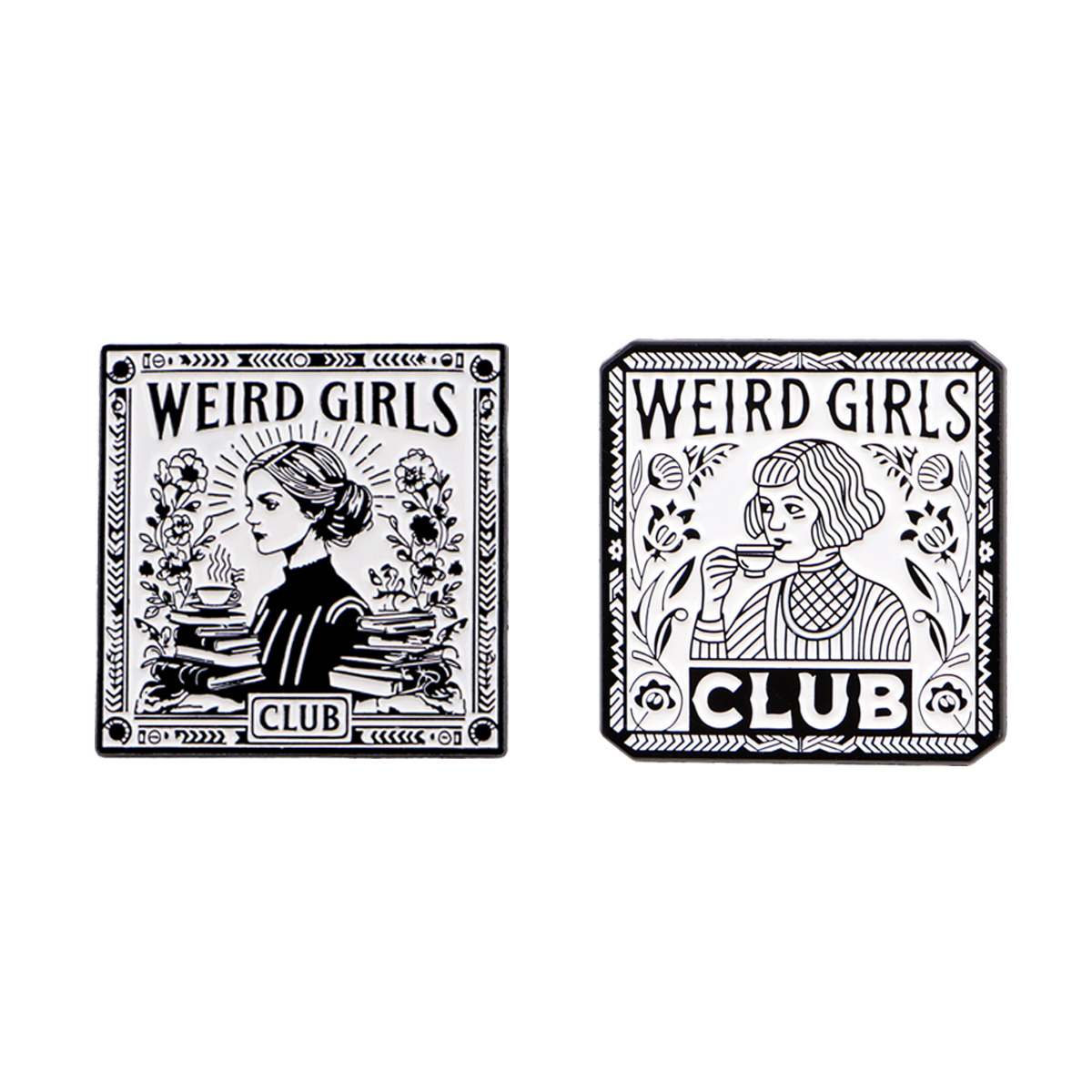 TEMU Lot de 2 épingles en émail Weird Girls pour sacs à dos, cadeau, broches mignonnes, badges pour sac à dos, broche pour vêtements, bijoux