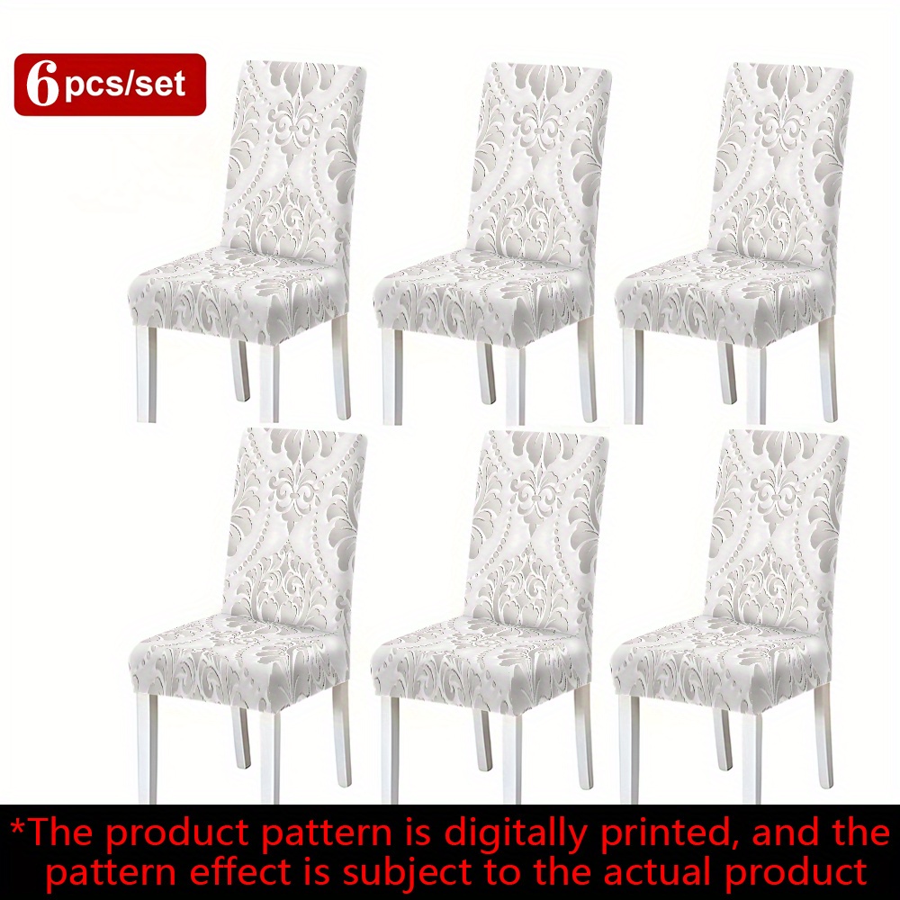 TEMU Chair Covers With A High-end Textured Printed Pattern Available In Sets Of 2, 4, Or 6, Removable And Washable, Suitable For Dining Rooms,