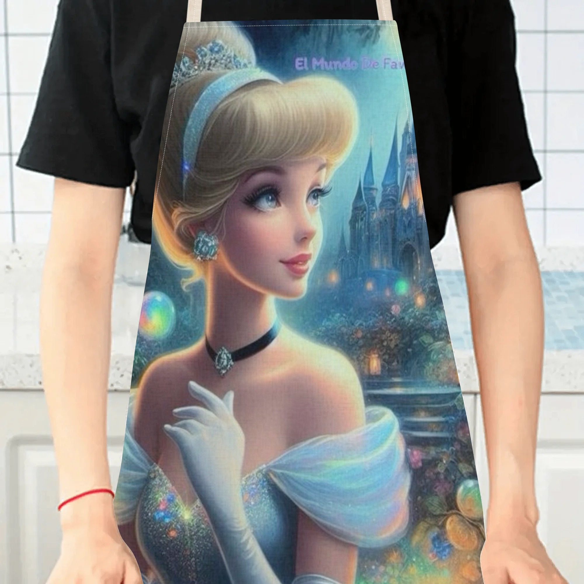 disney   a stylish waterproof apron featuring a cute cartoon design of princess  .   beautiful, fashionable, and simple, making  uitable for hotels, supermarkets, restaurants, fru hops, milk tea stalls, and   home use. details 3