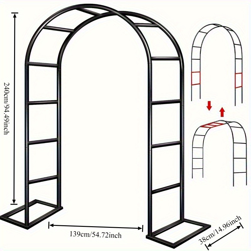 1pc Black Metal Gazebo, Stand, Industrial Hardware, Hook, Garden Arch, Heavy-Duty   Support for Climbing Plants, Roses, Vegetables, Balloon Arches, Outdoor Garden Decor, Ideal for Valentine S Day XYS08101108-13