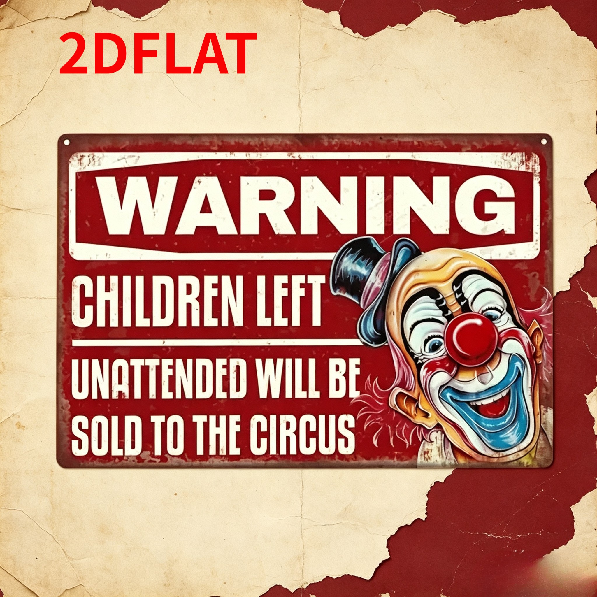 TEMU 2d Flat, Vintage Clown Warning Sign - "children Left Unattended Sold To Circus" Humorous Wooden Wall Plaque, Retro Suitable For Home, For Man
