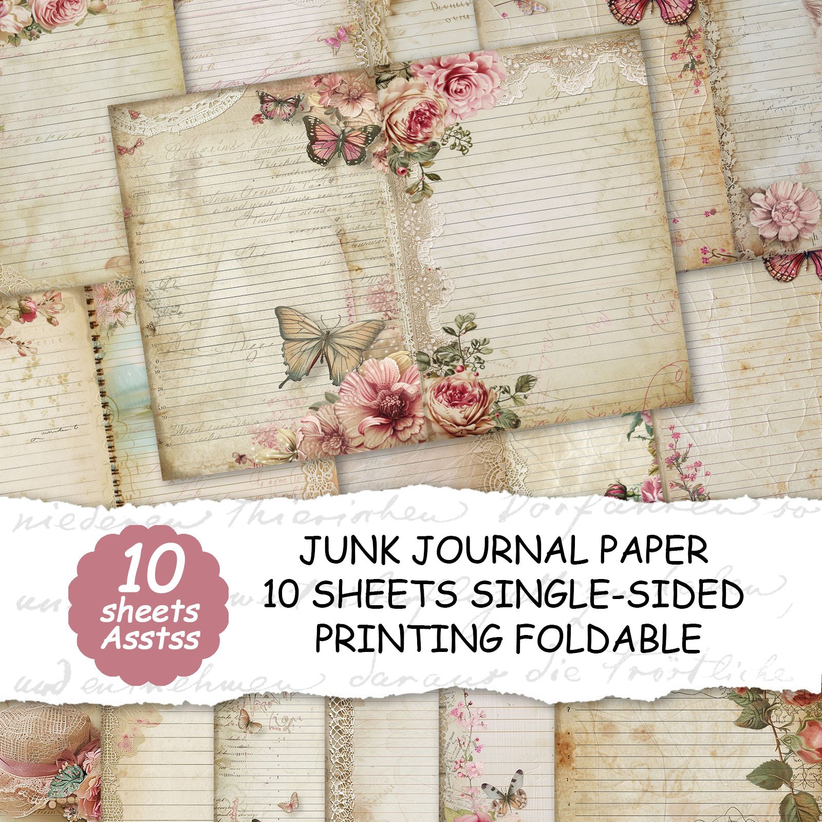 TEMU 10 Sheets Of A4 Paper, Style, Cover, Waste Paper Diary, Handmade Scrap Diary, Handmade Items With Decorative Paper, Waste Paper, Book Supplies,