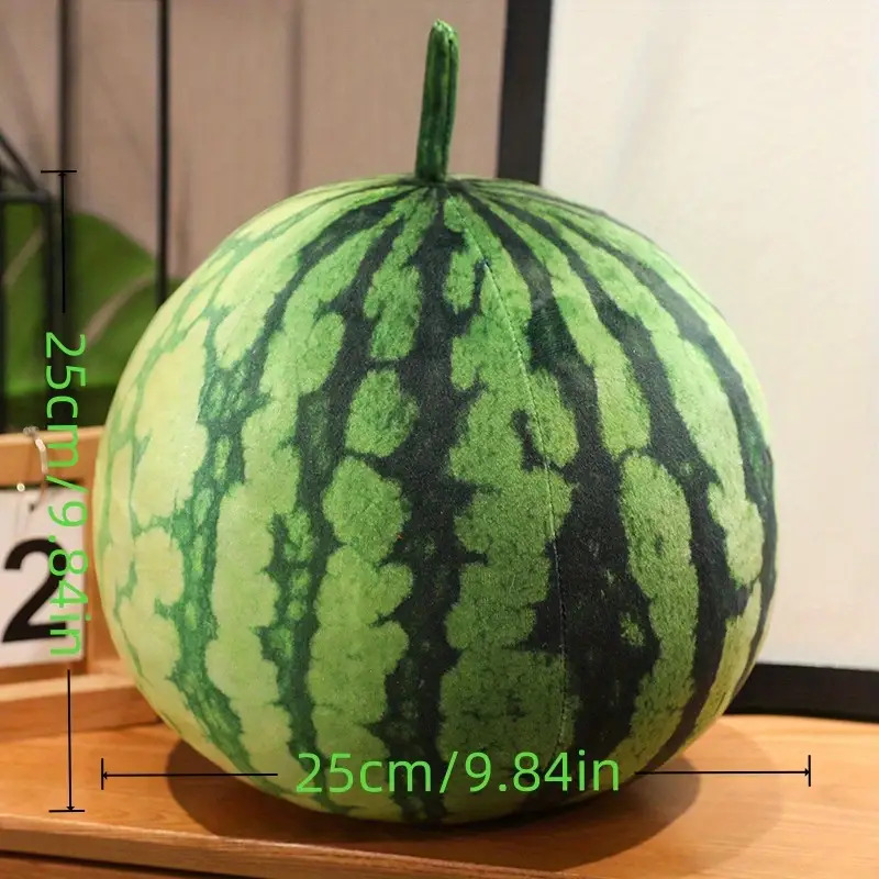 TEMU リアルなスイカのぬいぐるみクッション - 特大サイズの柔らかいクッション、緑の皮とピンクの果肉、な夏のデコレーション、女性の誕生日プントに最適、キッチンやリビンの可愛いフルーツオーナメント