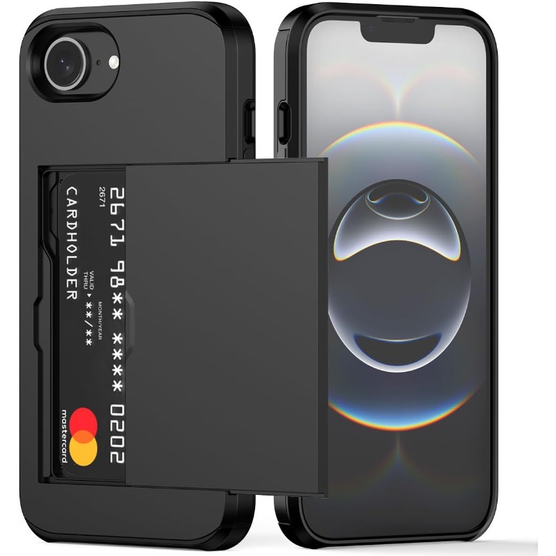 TEMU Phone Case - Case For Iphone 17e/16e, Featuring A Card Holder, Dual-layer Design, Protection, Concealed Card Slot, And A Slim Wallet Cover For