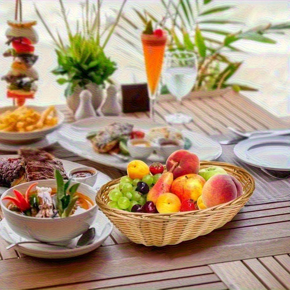 4pcs oval baskets, medium kitchen gift baskets, Christmas gifts, ornaments display, storage of bread, fruits, vegetables, baskets., Shelf Baskets