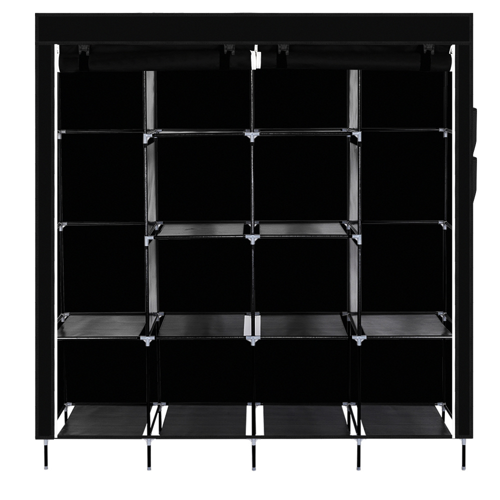 TEMU SUNROAD Armoire Portable de 67" avec 12 Étagères et 4 Poches - Cadre Robuste Style Valise, Placard Économiseur d'Espace pour Appartements,