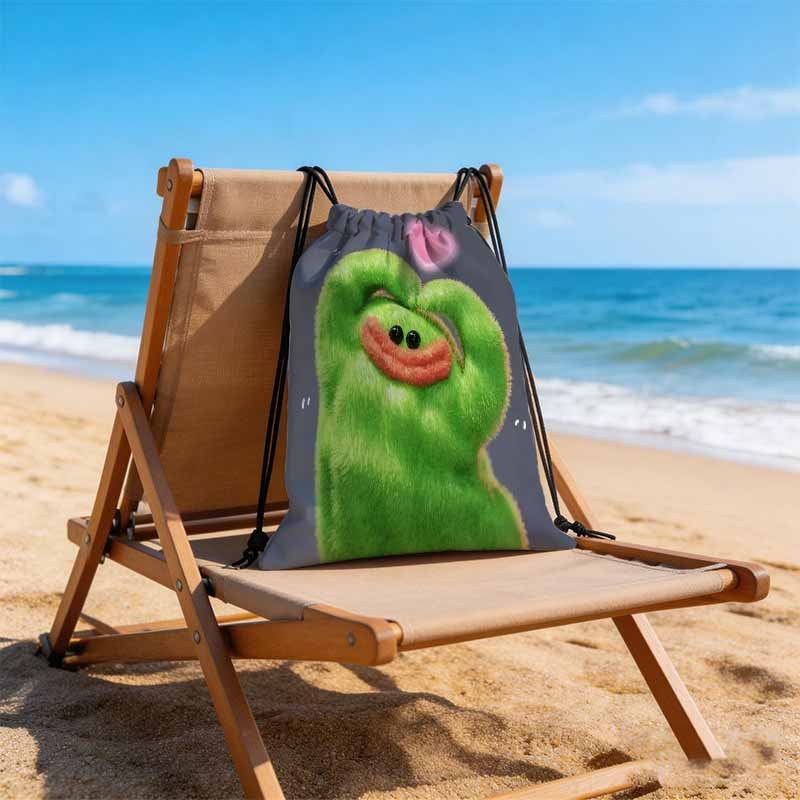 Green Frog Plush Toy Backpack with Pull Closure