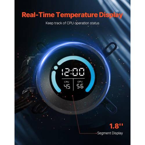 liquid cooler aio cpu water cooler 120mm pwm fan 4 6cm display max 2200 rpm cpu cooler fan pc water cooling for 115x 1366 2011 1700 1200 amd am4 am5