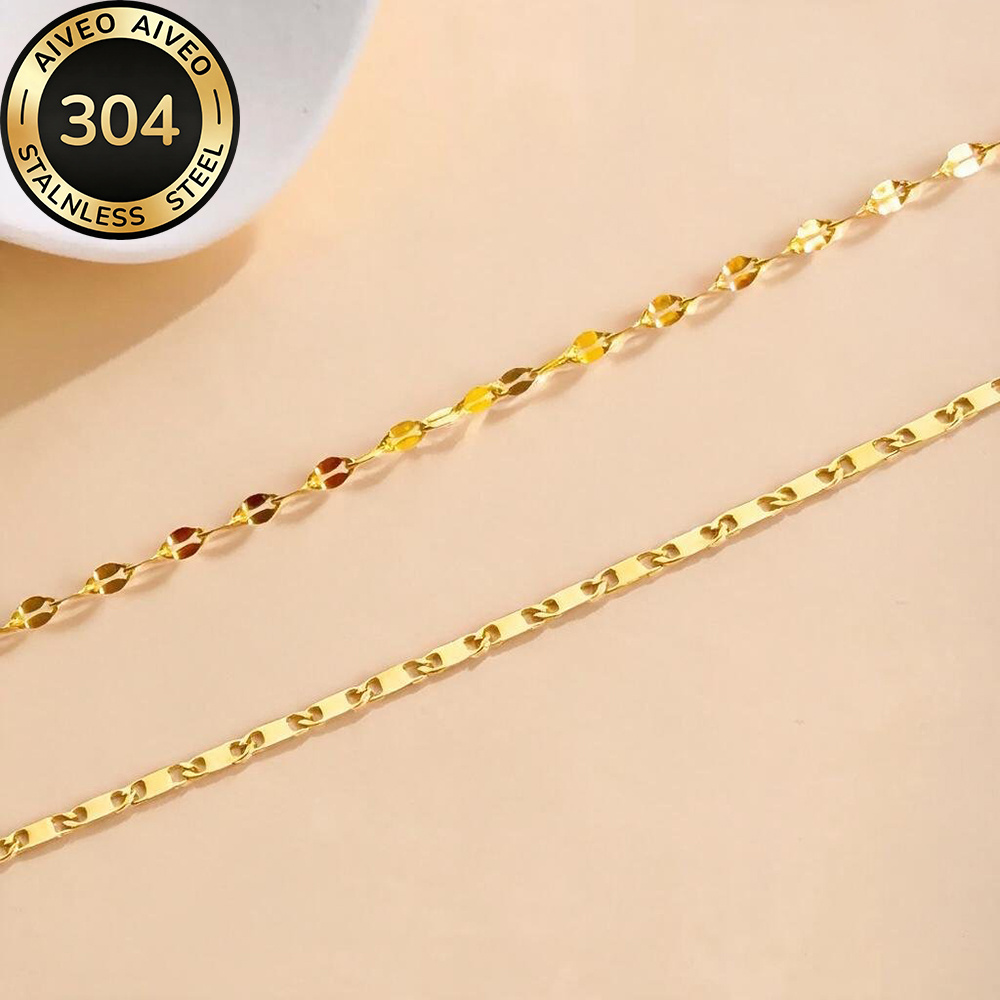 2pcs Golden Stackable Bracelets, Hypoallergenic Stainless Steel