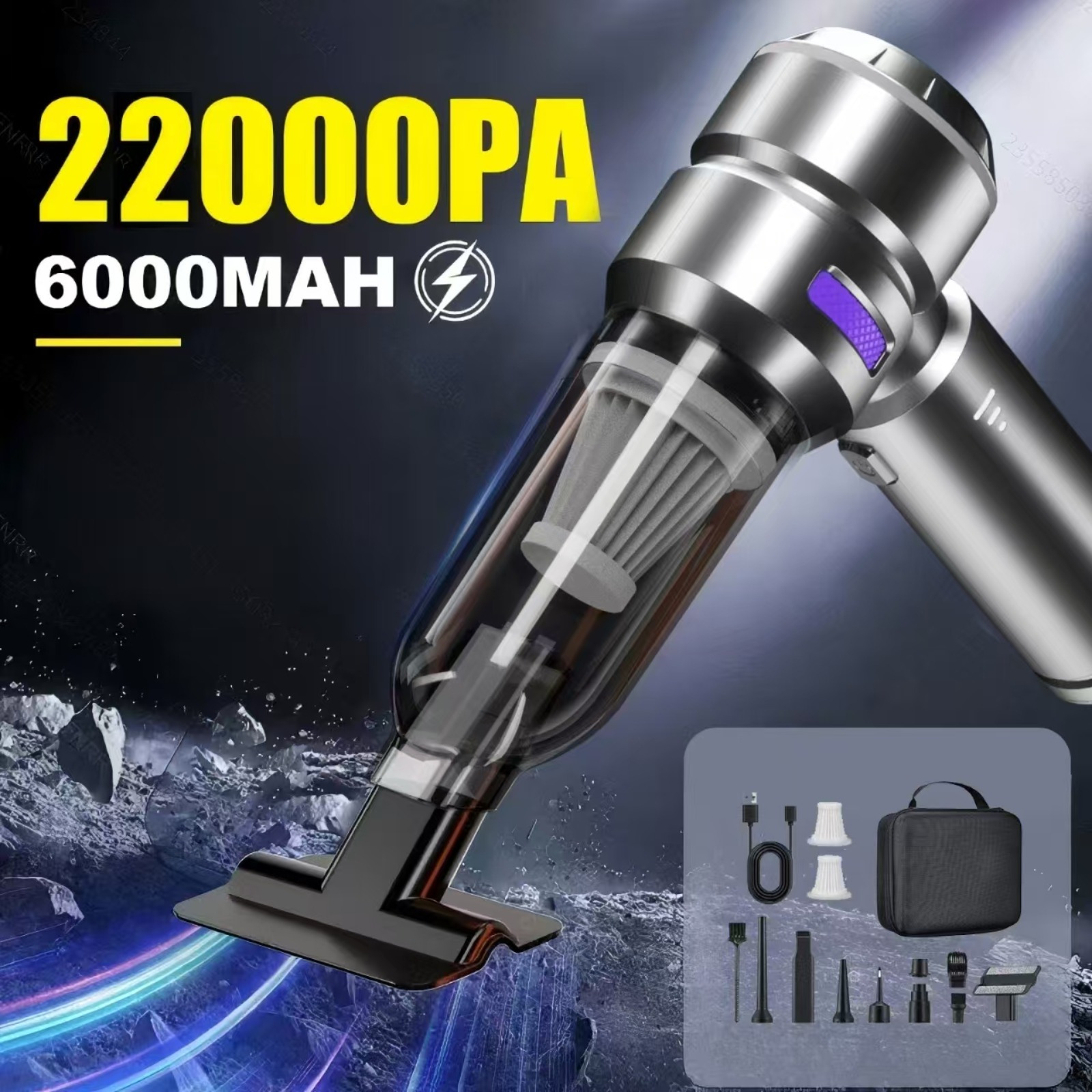 22000pa strong suction handheld vacuum cordless   use 4 in 1 for pet hair sofa carpet with easy empty dust cup