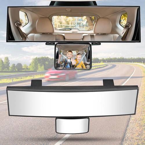 car rear view with baby universal 11 inch panoramic convex rearview clip on wide angle rear view reduce blind spot for car and can on the back seat