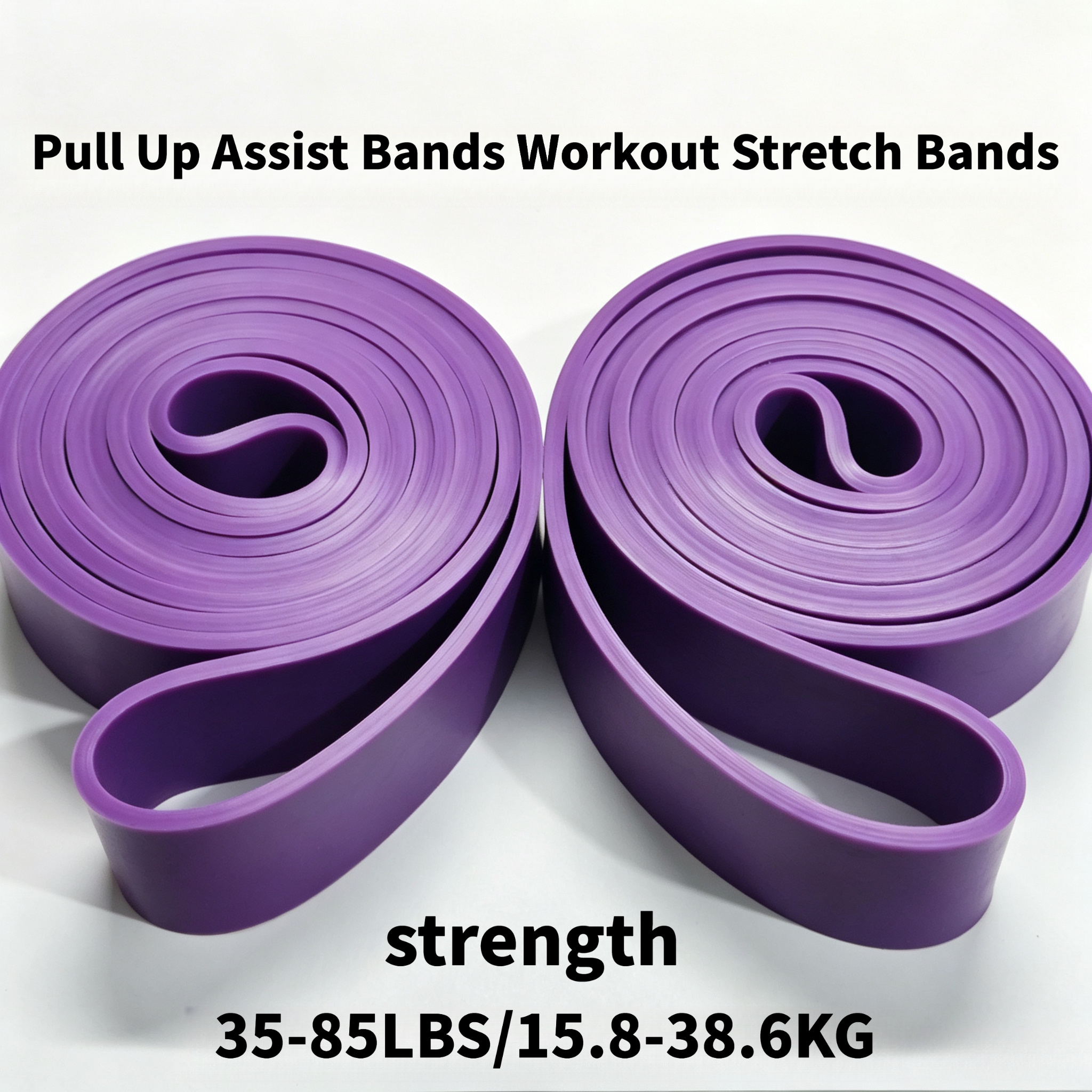 2-Pack/Set Purple Flat Resistance Bands 35-85LBS Medium Duty Exercise Stretch Bands for Leg Butt Yoga Pilates Strength T