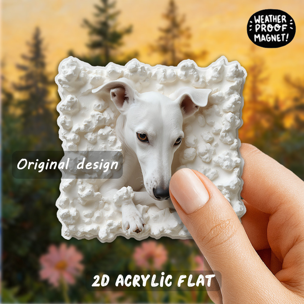 TEMU 【商品名】愛らしいグレーホンド犬の冷蔵庫マグネット。ペット好きに特化した、表情豊かな犬が特徴。アクリル素材製。