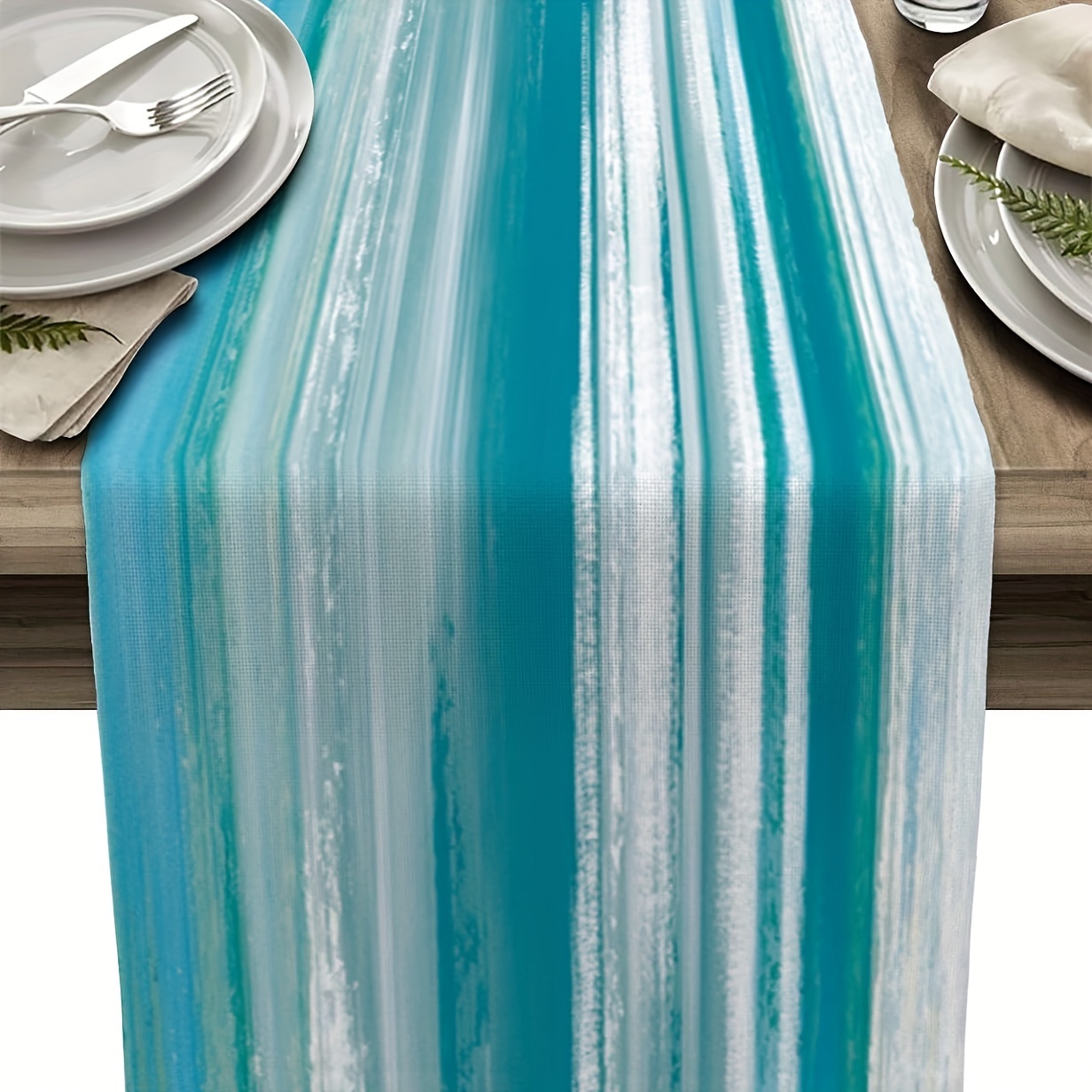 TEMU Chemin de table turquoise antidérapant et lavable, style ferme moderne , convient aux tables à manger et aux tables basses, chemin de table