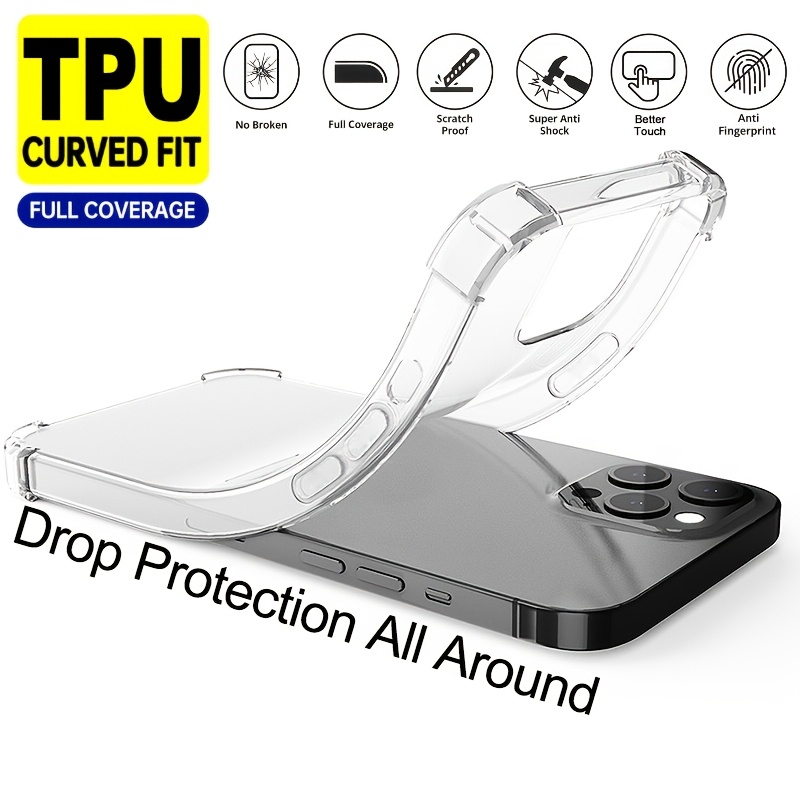 TEMU Phone Case: Phone Case- 1 -resistant Bumper Case, Protective Tpu Transparent Cover, Fits Iphone 17 Pro Max/17 Air/16 Pro Max/16e/15 Pro Max/14