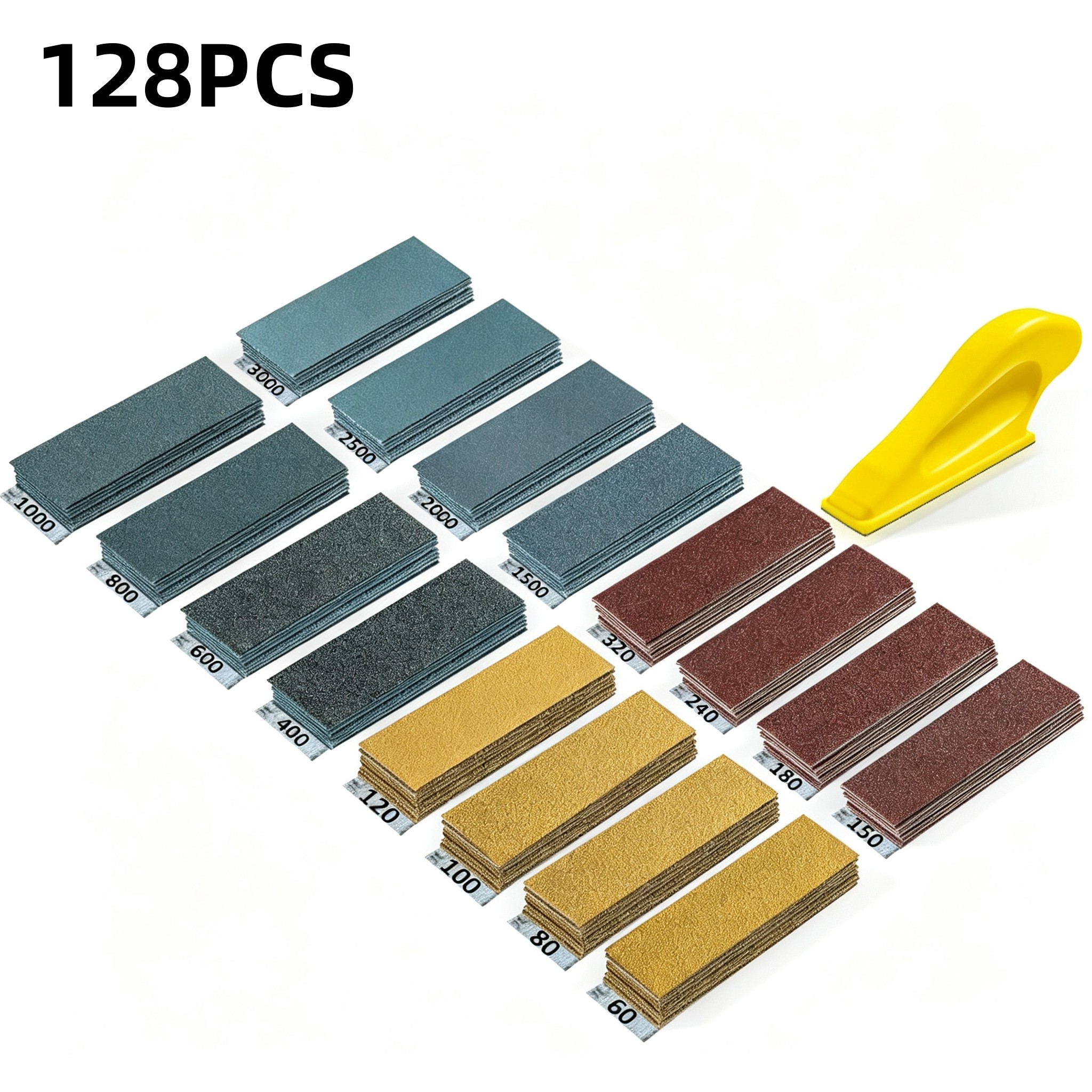 TEMU 128pcs Premium Micro Sanding Machine And Sandpaper Kit, Detail And Mini Hand Grinder, With Small Sanding Blocks, 60-3000 Grit Sandpaper