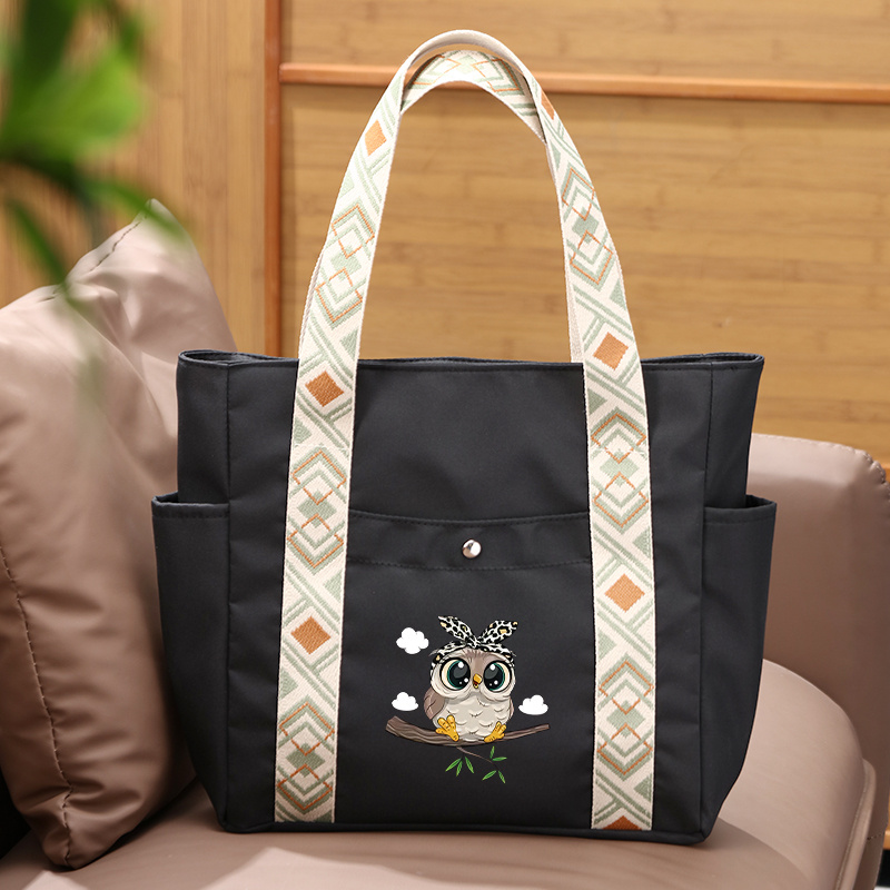TEMU Stylish Women's Tote Bag Featuring A On A Branch, Equipped With A Top Zipper Closure. This Spacious Handbag Is Perfect For Work, Travel,