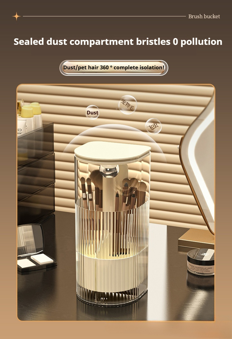 1pc makeup brush storage tube push to dust high end dressing table eyebrow   brush rack automatic lifting brush bucket Product details 10