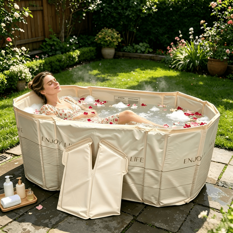 Folding Panel Bathtub for Hot or Cold Use