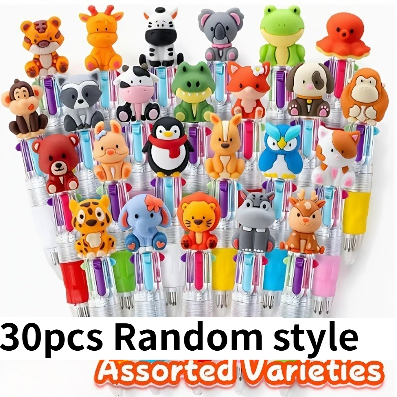 TEMU 10/ Stück Zoo 4-Farben Stifte Mini Tragbare -One Stifte, Geeignet für Geburtstage und Tierpartys, Geschenke zum Schulanfang, Zufällige Stile für