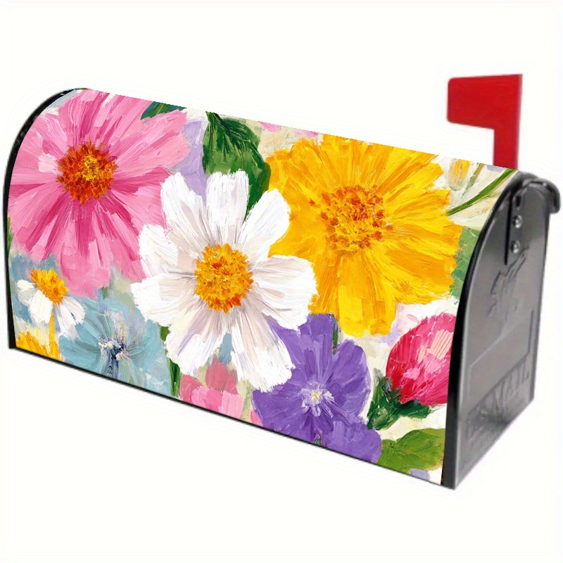 TEMU Colorful Oil Painting Mailbox Cover Mailbox Protector, 1pc Standard Size Bright Design For Garden Patio Yard, Outdoor Decor Ideal Spring