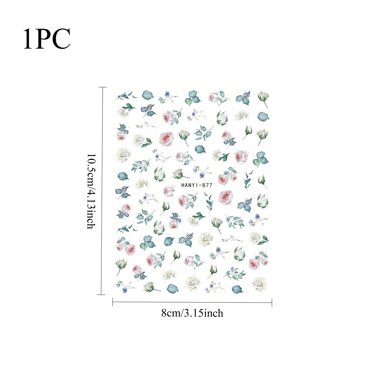 1pc 2d For Nail Art Stickers Pink Roses White Buds Flowers Dry Leaves Adhesive Sliders Decals For Nail Art Tips Beauty Decorations For Nails For Nail Supplies
