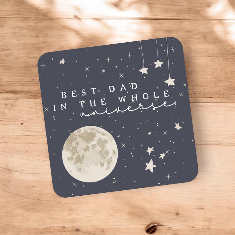 TEMU 1pc Best Dad In The Whole Universe Wooden Coaster - Wood Cup Holder Suitable For Dad, Father's Day Gifts, Birthday Presents, Desk With "best Dad