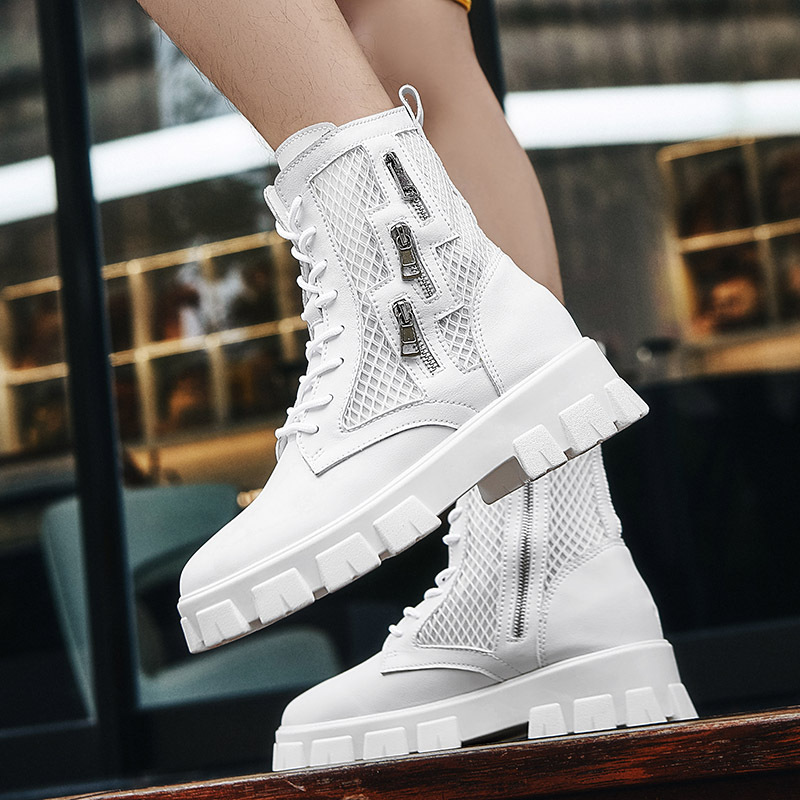 mens white boots sold on Temu United States