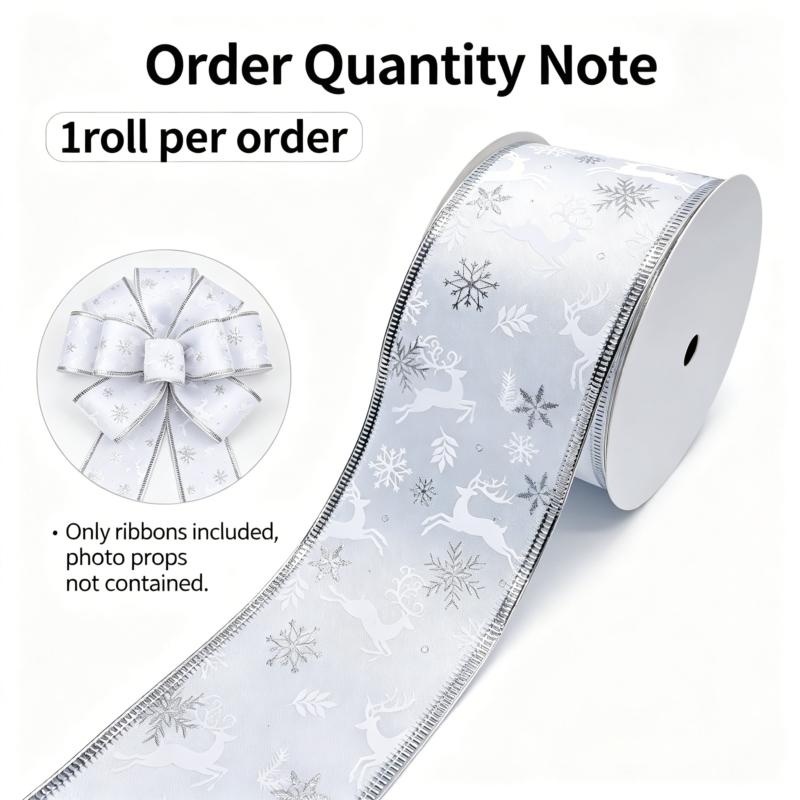 TEMU 10yd/63mm(2.5inch) Burlap Christmas Bow Making Ribbon Reindeer Pattern Wired Ribbon Party Decor Bow Making Crafts Home Decor Wreaths