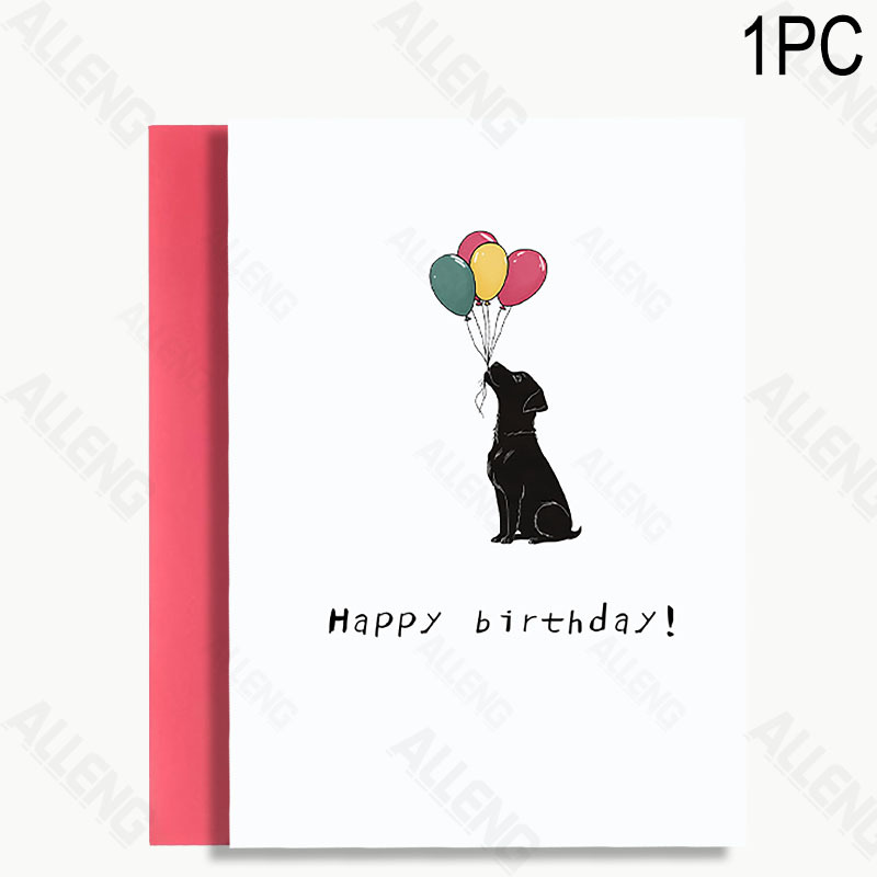TEMU 1pc Humorous Birthday Card, Cartoon Labrador Dog Blowing Balloon In Mouth, With Envelope. This Exquisitely Designed Card Is Perfect For Anyone