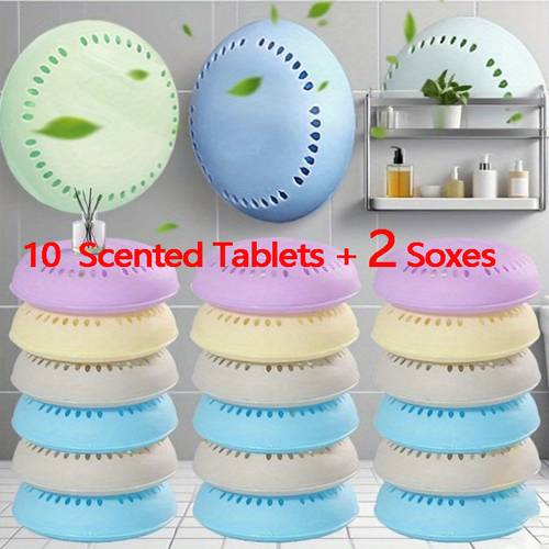 12pcs long lasting scented tablets air freshener with 2 refills compressed fragrance diffuser suitable for home car office bathroom odor eliminator plastic diffusers no water