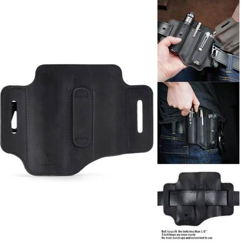 men pj29 multitool leather sheath belt with pen holder fob attachment edc pocket organizer suitable for outdoor belt mounted holder for pens keys cards compact utility device