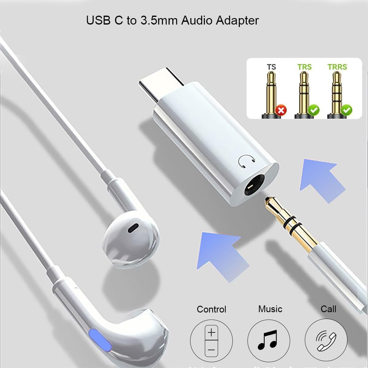 Adattatore USB Tipo C A Jack 3.5mm Femmina – 2 Pezzi – Cavo Da USB-C A AUX Grigio