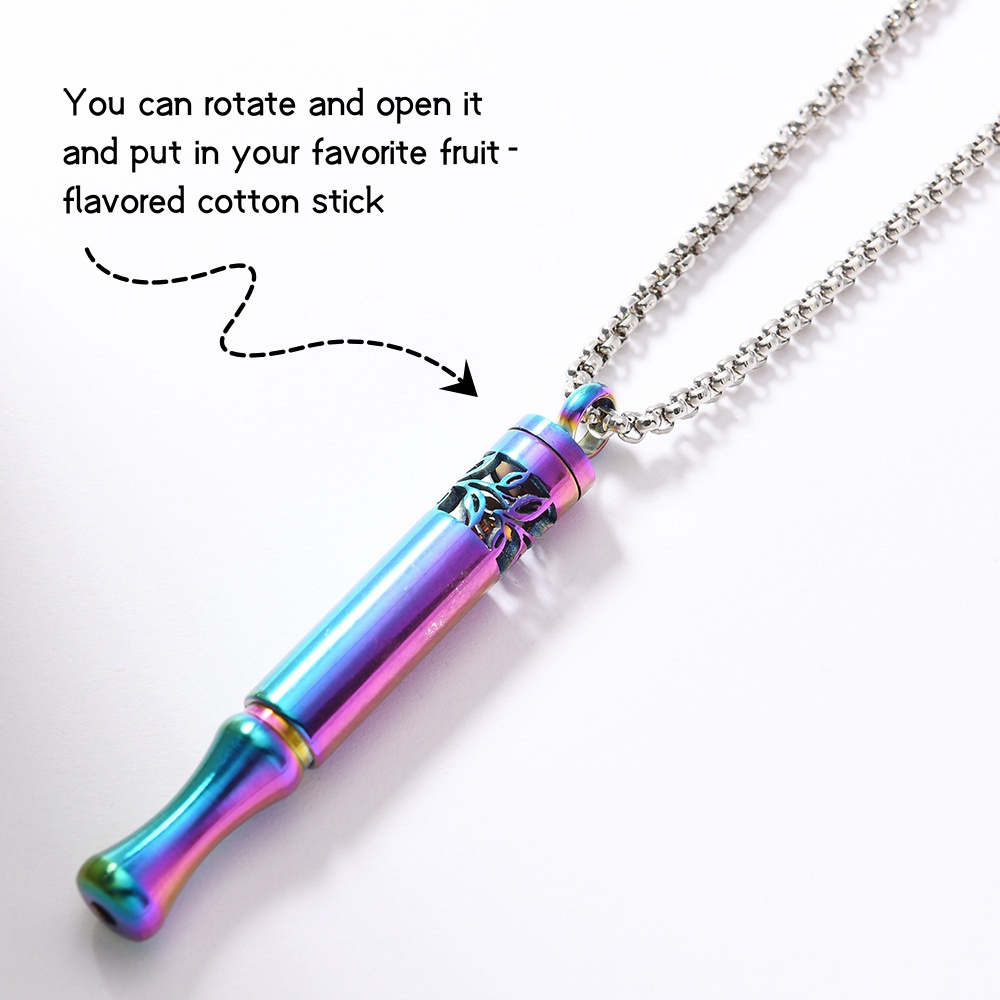 New 304 304 304 304 304 Stainless Steel Breathing Necklace With Pattern, The Are Sold Separately, And Different Flavors, Fruit Pendant Whistle Necklace, Stress Relief Respirator Necklace Gift For