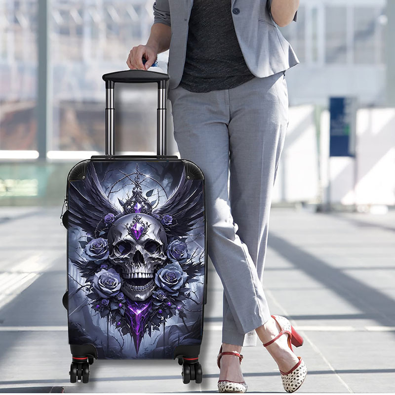 TEMU 1pc, Simple, Skull Rose Pattern Travel Suitcase Cover - Durable, Polyester Luggage Protection Cover, Suitable For 18-32 Inch Suitcases, Suitable