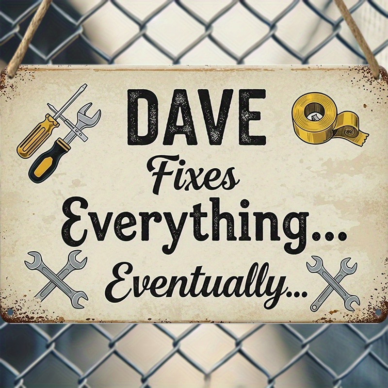 vintage style wooden dave   everything wall sign 7 87x5 24 rustic decorative plaque with wrench screwdriver design   home farmhouse porch or holiday gift home accent piece     wood sign outdoor decor best for christmas 0